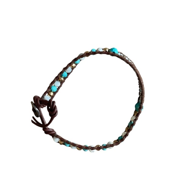 Chan Luu Turquoise Seed Beaded Bracelet 925 Leather - Picture 13 of 16